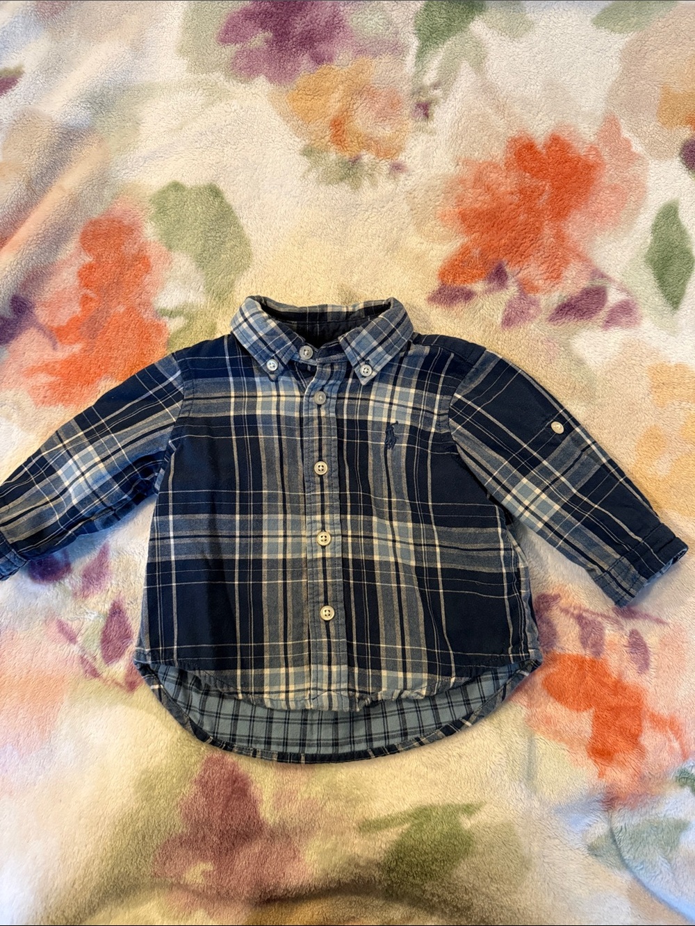 Ralph Lauren Navy & Light Blue Plaid Button-Down Shirt